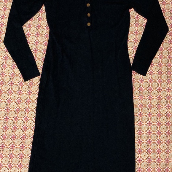 525 America Black Sweater Dress | Long Sleeve | Button Up Collar - Picture 4 of 14